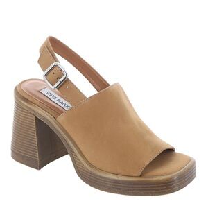 Steve Madden Forza Womens Leather Open Toe Block Heel